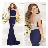 Navy Blue Crystals Beading Backless Prom Evening Dress Yao73