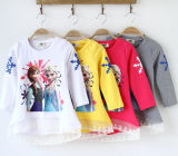 Best Selling Spring Autumn Lovely Cotton Cartoon Garment Frozen Print Long Sleeve O-Neck