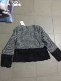 Short Grid Splicing Round Collar Coat for Woman's Clothes