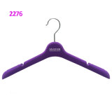 Custom Logo Purple Flocking Lifestyle Clothing Hanger for Display