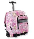 Polyester Fabric Printing Plush Rolling Backpack for Girl School