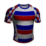 Custom Stripe Rugby Jersey Rugby Shirts with Sublimated Logos