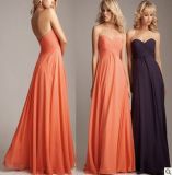 Strapless Bridesmaid Dresses Coral Purple Chiffon Formal Gown E13427