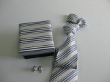 Fashion Grey Stripe Design Men's Woven Silk Neckties with Box