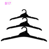 Brand Logo Cheap Black Plastic Shirts Hanger with Plastic Hook