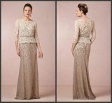 3/4 Long Sleeve Evening Dress Floor Length Lace Prom Dress W1471916