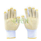 Natural Cotton Knitted PVC Dots Industrial Safety Work Glove (D16-H2)