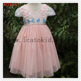 Peach Chiffon Tulle Baby Girls Dress for 2t to 10t