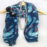 Navy Polyester Printing Scarf, Fashion Accessory Buying Agent
