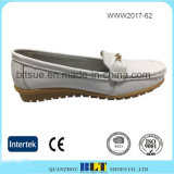 White Comfortable Leather Slip on Loafer Shoe for Women
