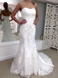 Lace Bridal Formal Gowns Tulle Pleats Lace up Back Wholesale 2017 Wedding Dress Lb1929