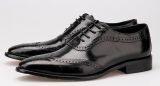 Black Men Business Casual Shoes, Carved Oxfords Leather Brogue Shoes
