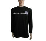 Dark Blue Long Sleeve Round Neck T Shirt with Embroidery Logo