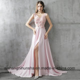 New Luxury Pink Satin Long Evening Dress
