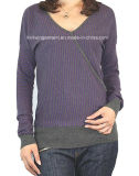 Ladies Knitted Long Sleeve Pullover Sweater for Casual (12AW-121)