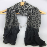 Grey Leopard Azo Free Printing Scarf for Women Fashion Accessory Shawl
