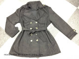 Black Newstyle Double-Breasted Turndown-Collar Long-Sleeve Pockets Ladies Coat