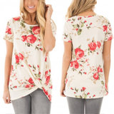 Fashion Women Leisure Casual Rose Flower Printed T-Shirt Blouse
