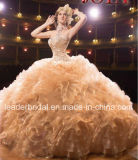 Champagne Organza Wedding Dress Ruffled Quinceanera Dress Ld15220