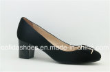 Black Comfort Lady Leather Chunky Heel Fashion Shoes