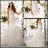 Organza Bridal Ball Gown Sweetheart Tiered Lace Wedding Dress Mrl5409