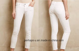 Fashionable White Ladies Slim Jeans
