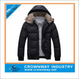 Cheap Mens Detachable Hooded Winter Quilted Jacket with Fur Collar