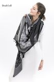 New Cashmere Silk Jacquard Square Shawl; LV X-Large Shawl