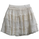 High Quality Lady Designer Vintage Lace Skirt with Ruffles