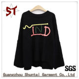 Ladies Fashion Casual Pure Color Knit Sweater with Logo