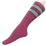 Girl's Red Silver Mixed Stripe Knee High Sock