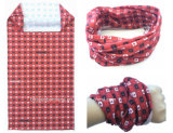 China Factory Produce Custom Logo Fullover Print Red Polyester Multifunctional Neck Tubular Scarf