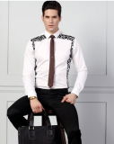 Men's White Cotton Shirt with Leopard- Print