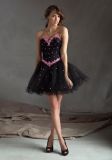 Latest New Style Black with Pink Beading Cocktail Dresses (CD3005)