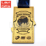 Custom Metal Antique Gold Award Sport Decorative Medal and Ribbons