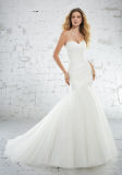 Chiffon Bridal Gown Simple Pleated Tulle Wedding Dresses S6886