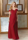 Red Chiffon A Line Bridesmaid Dresses Party Prom Evening Dress