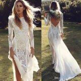 Long Sleeves Bridal Dress Country Beach Simple Lace Wedding Dresses W52215