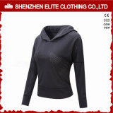 Women's Latest Pattern Pullover Black Plain Gym Hoodies (ELTWGHI-16)