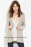 Long Ice Cream Color Long Sleeve Knitted Sweater Cardigan (W18-227)