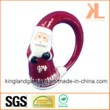 Quality Christmas Decoration Ceramic Santa Red Napkin Rings