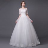 2016 off Shoulder Half Sleeves Ball Gown Wedding Dress with Sequin Applique