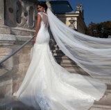 Elegant Tulle Chapel Length Long Bridal Veil with Cut Edge