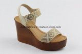 Diamond Printed Fashion Lady Shoes with Wedge Design
