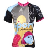 Cool Girl Motif Summer Short Sleeve Lady's Cycling Jerseys Breathable Row of Han Sport Outdoor