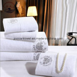 Custom Solid Color Satin Border Cotton Dobby Hotel Towel