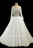 Aolanes Crystal Beading Sequins Shiny Bodice Wedding Gown