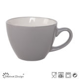 8oz Ceramic Soup Mug Inside White Outside Grey