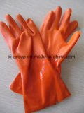 Red Reusable Chemical Resistant PVC Industrial Gloves