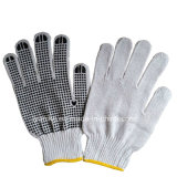 Single Side Black PVC Dots Cotton Knitted Gloves